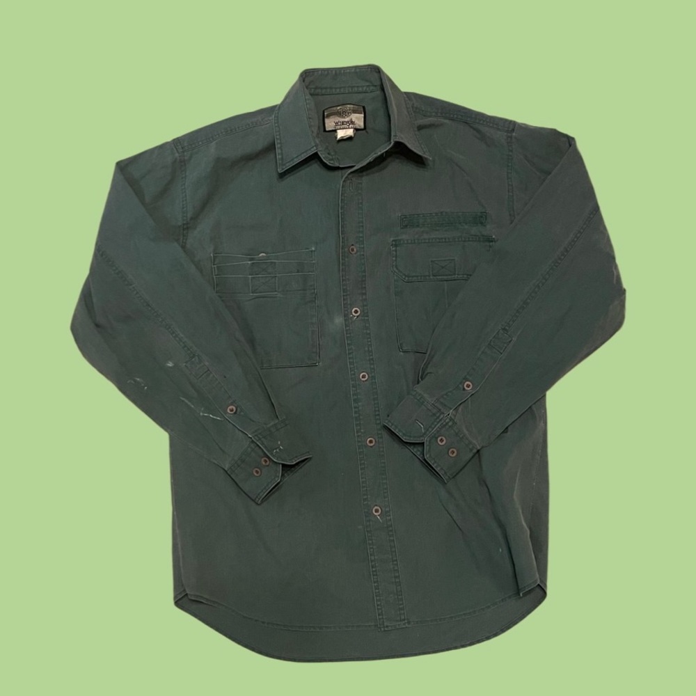 Wrangler Green Button Up Long Sleeve Vintage